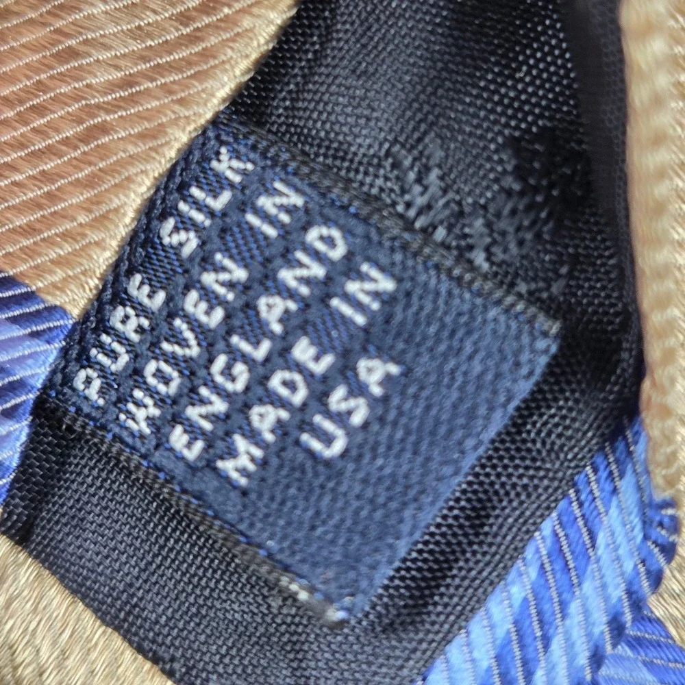 Brooks Brothers Makers‎ Silk Repp Tie Tan Blue Stripe 58